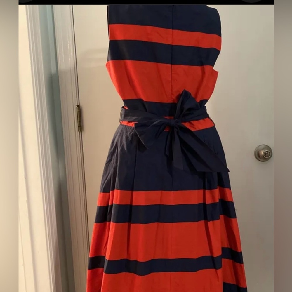 LL Bean Signature Dress Women’s dress, Red and Navy Blue Cotton, size 8